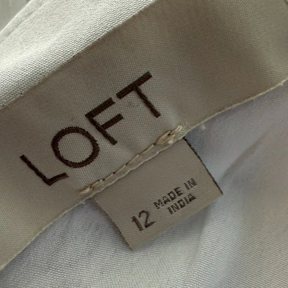 LOFT Dress Floral Lined Sleeveless Square Neck Viscose Zipper Cutout Back Blue &